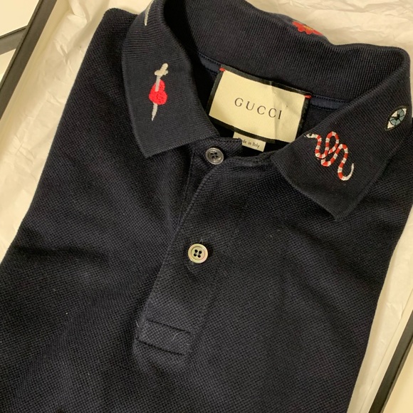 Gucci Other - Men’s Gucci blue polo embroidered collar